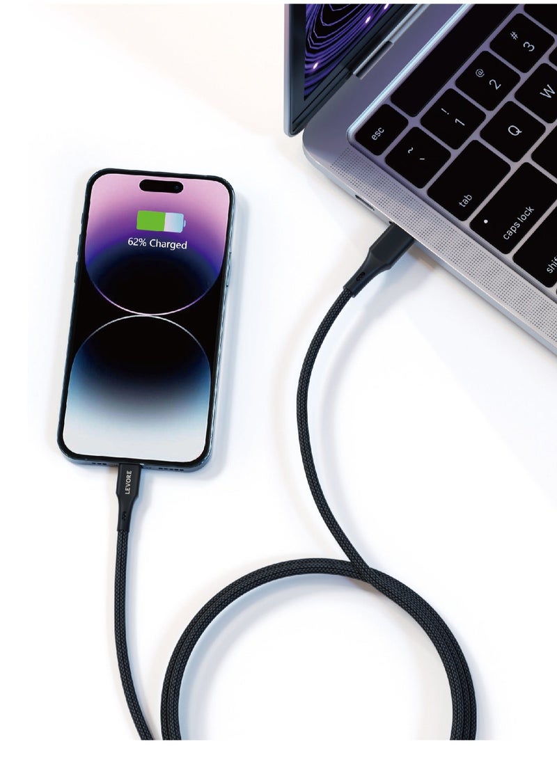 ليفور كابل USB C إلى Lightning من LEVORE بطول 6 أقدام من النايلون - Image 3